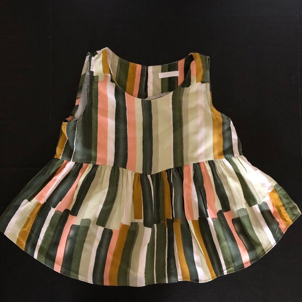 INDIBRAND Korean Women To Size S Small Sleeveless Cropped Ruffle Stripped
